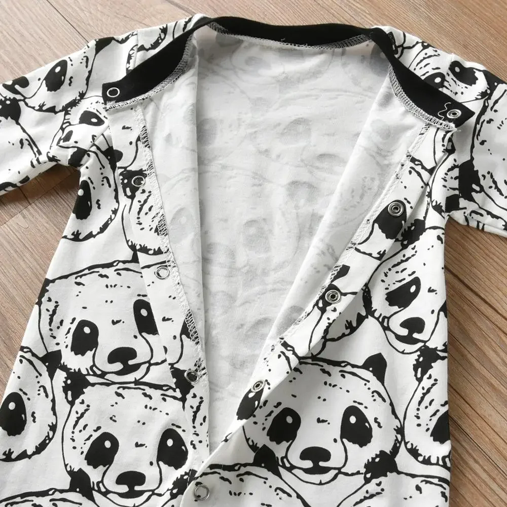 Kukitty neonato ragazzi Panda stampato manica lunga pagliaccetti tuta salopette con berretto bambino neonato ragazzi abbigliamento Casual