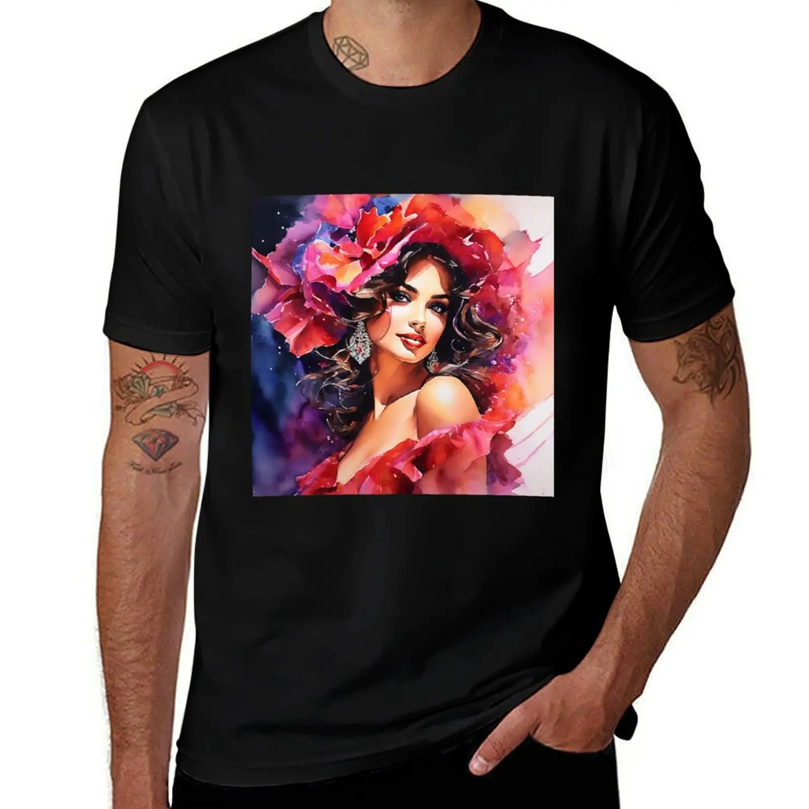 

Portrait of the Spanish Dancer. T-Shirt Big Size Short Sleeve Casual Top