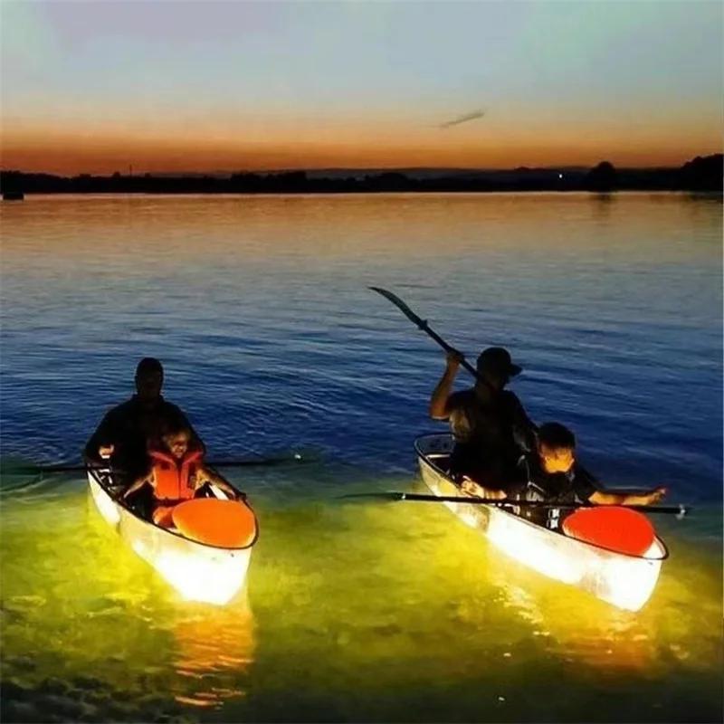 transparent canoe clear kayak polycarbonate canoe with LED light for night touring