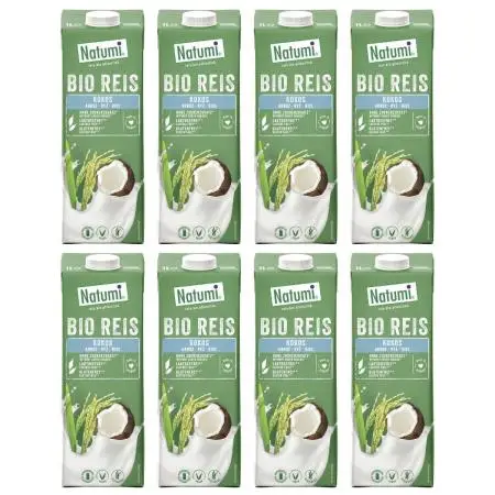 Natumi Napój ryżowo-kokosowy bezglutenowy Zestaw 8 x 1 l Bio