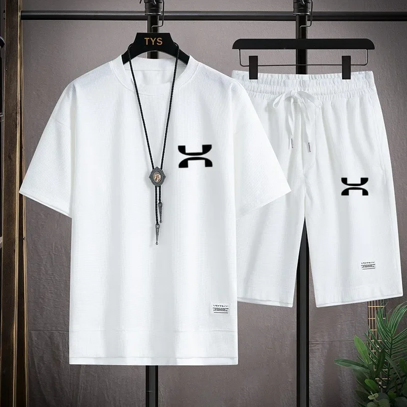 

2025 Trendy print breathable summer latest T-shirt shorts suit men's short-sleeved top casual fashion training sportswear 2025 n