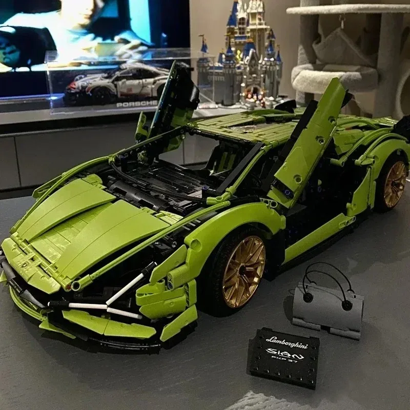 2024 HOT Champagne Lambo Technical Car Fit 42115 Sian Roadster Model Fk937 Kit Model Building Blocks Toys Kids Christmas Gifts