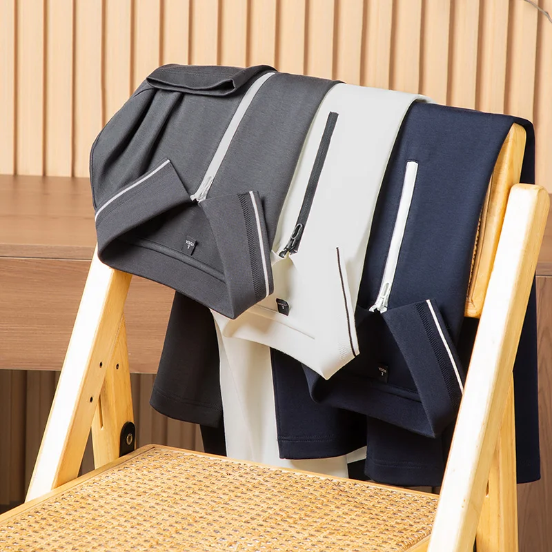 

Мужская футболка-поло с застежкой-молнией, предохраненная коллагеном, антибактериальная ткань для ухода за кожей 7А, новая футболка на молнии с длинными рукавами