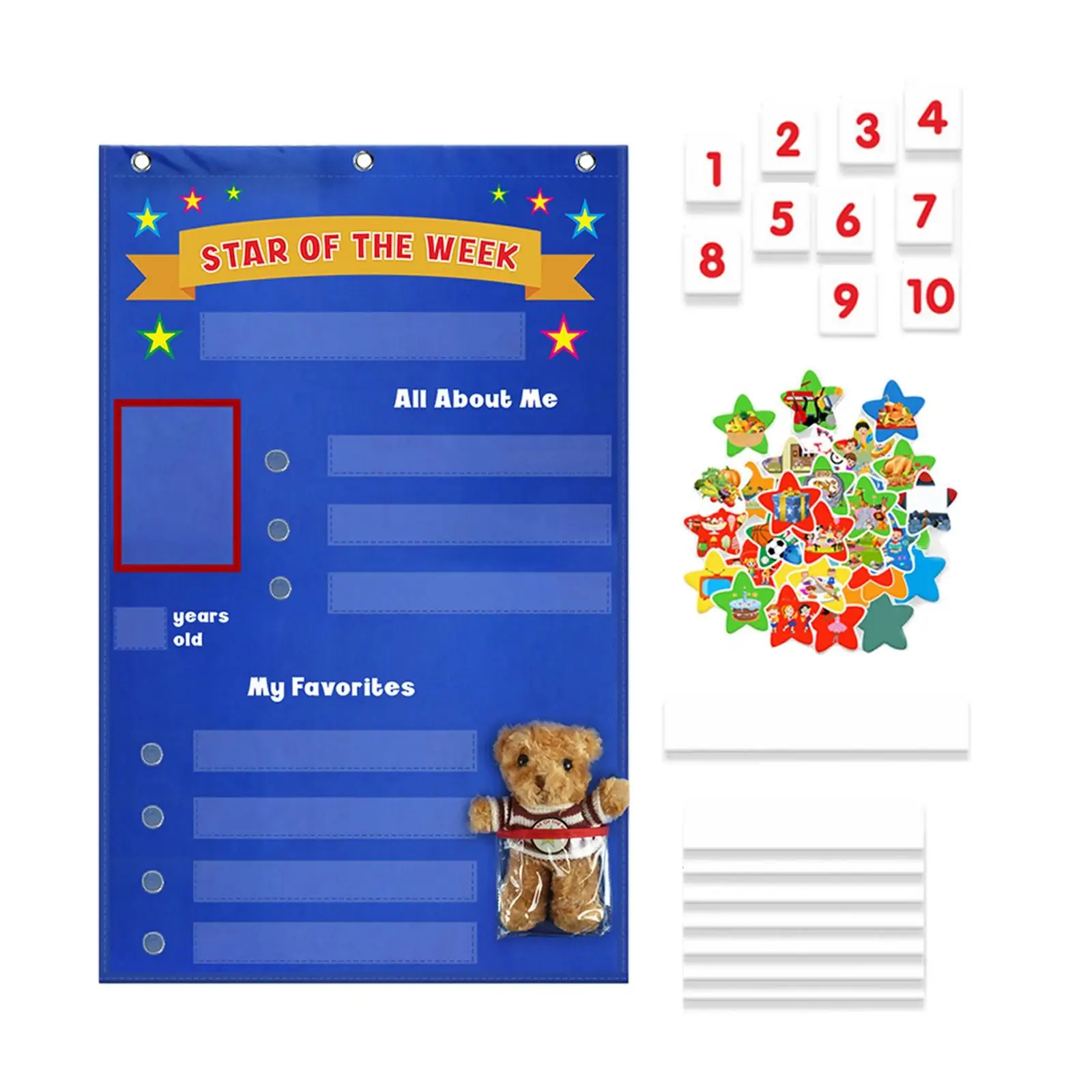 Star of The Week Pocket Chart for Classroom Preschool Children Boys Girls Toddlers