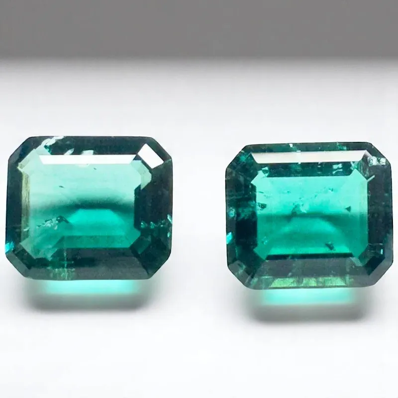 Lab Grown Zambian Emeralds Hydrothermal Hand Cutting Emerald Cut with Cracks Inclusions Inside Selectable AGL Certificate