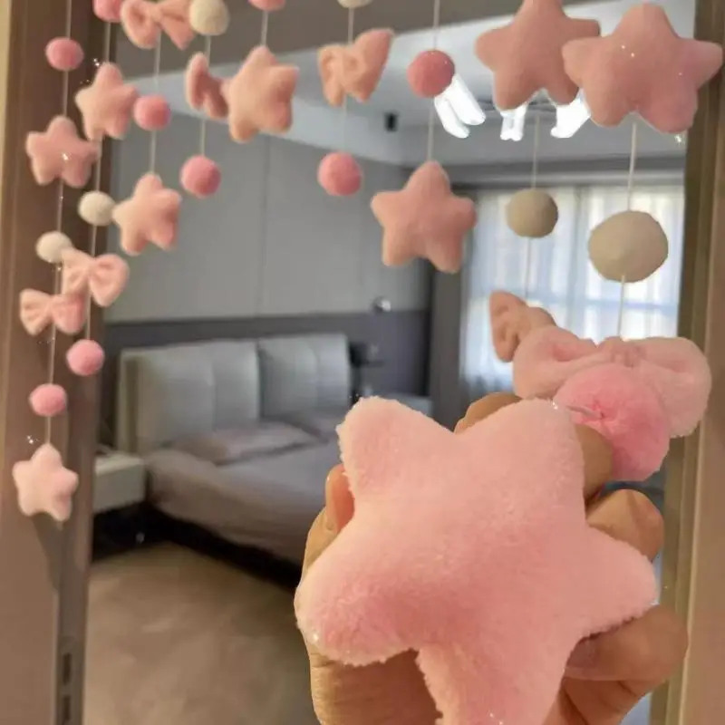 Pink Fluffy Heart Hanging Ornaments 26Pcs Soft Plush Decor with Free Strings for Proposal Wedding Valentine's Day Decoration