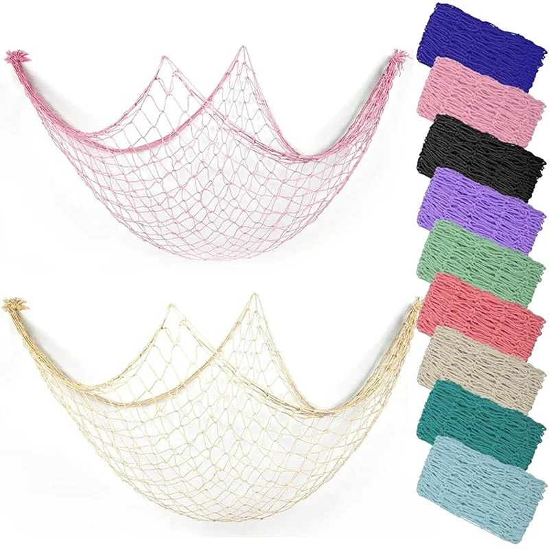 1pcs Mediterranean Decorative Fishing Net Background Wall Hanging Web Multi-color Handmade Pendant Not Easily Broken or Deformed