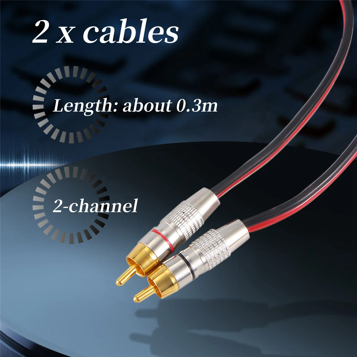 Speaker Cables to RCA Plugs Adapter, 2-Channel (1 Foot) B20