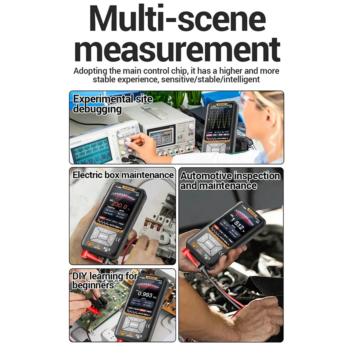 

ABNJ AOS12 2-in-1 Oscilloscope Multimeter 5MHZ 48MSa/S Sampling Portable Oscilloscope Multifunctional Electrical Test