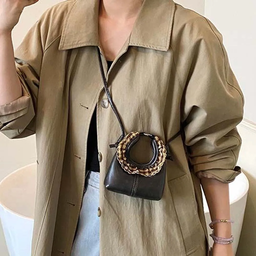 

Retro Lipstick Crossbody Bag Lace Adjustable Straps Small Shoulder Pouch Waterproof Polyester Leather Mini Handbag Friends