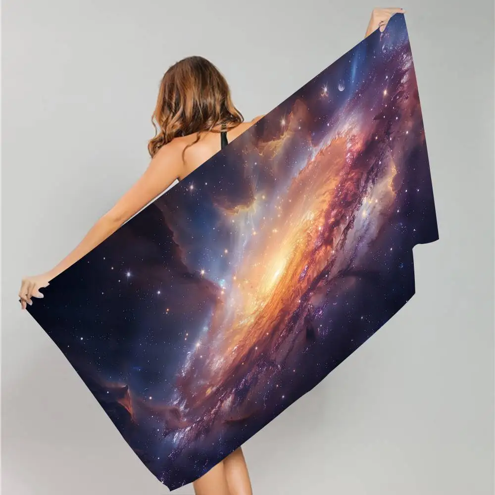 Galaxy Universe Space Microfiber Beach Towel Absorbent Quick Dry Soft Yoga Swimming Resort Mountain Climbing Towel