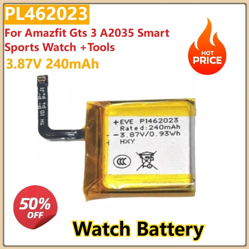 

PL462023 3.87V 240mAh Replacement Digital Battery For Amazfit Gts 3 A2035 Smart Sports Watch Li-Ion Battery