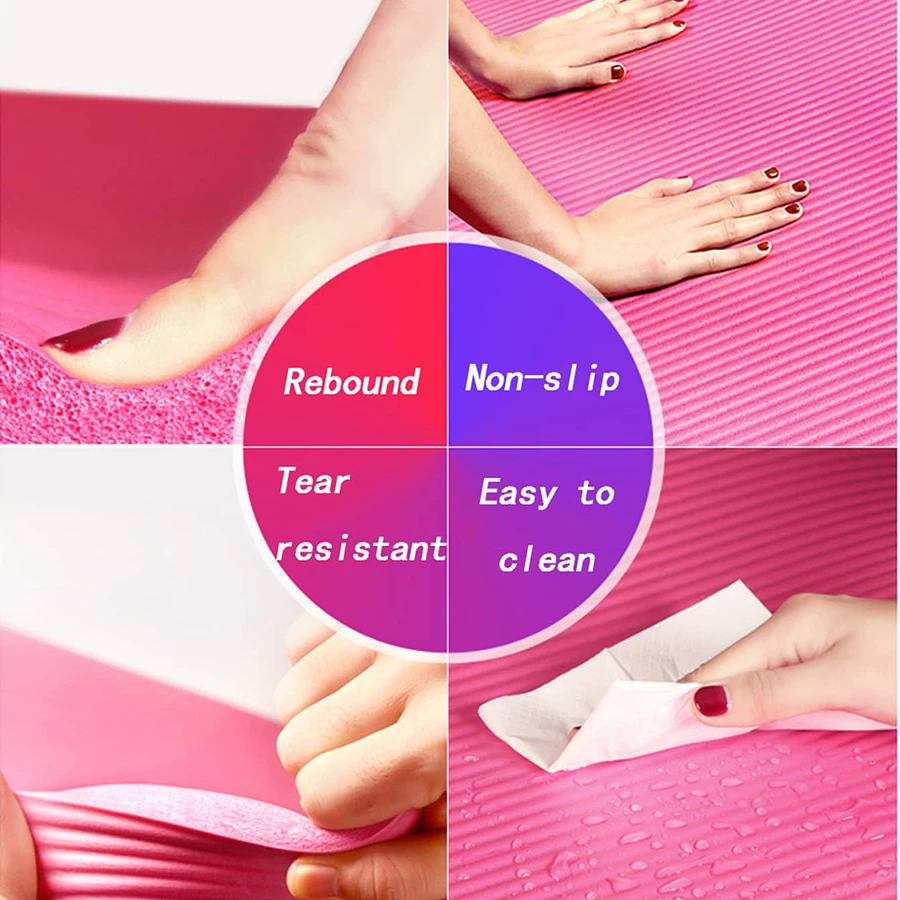 قبضة NBR حصيرة يوجا مانعة للإنزلاق ، مادة صديقة للماء ، بطانة فائقة الكثافة للدعم والاستقرار ، اليوغا ، اليوغا ، البيلاتس ، صالة الألعاب الرياضية ، أي لياقة بدنية ، عيد الميلاد عالي الأداء #4