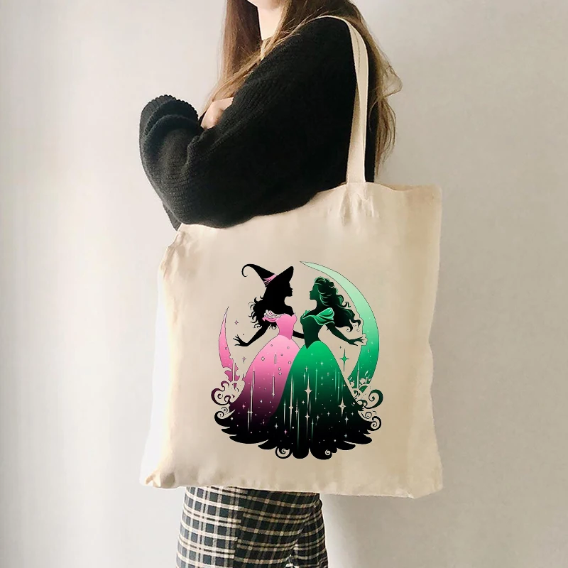 Wicked The Musical Canvas Shopping Bag Glinda Elphaba Inspired Musical Lover Gifts Shoulder Bag Musical Theater Fans Gift Totes