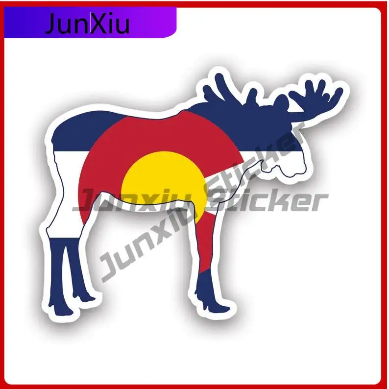 

Colorado Moose Shaped Flag Sticker Uv Protected Decals V2 Co Elk Deer Antlers Archery Hunter Hunting Outdoors Explore State Flag
