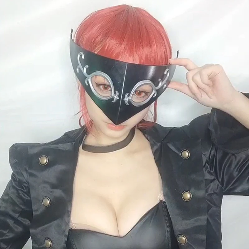 Masque en verre noir Yoshizawa Kasumi pour femme, lunettes de cosplay, masque de fête d'Halloween et de carnaval, jeu Persona 5, masques sexy