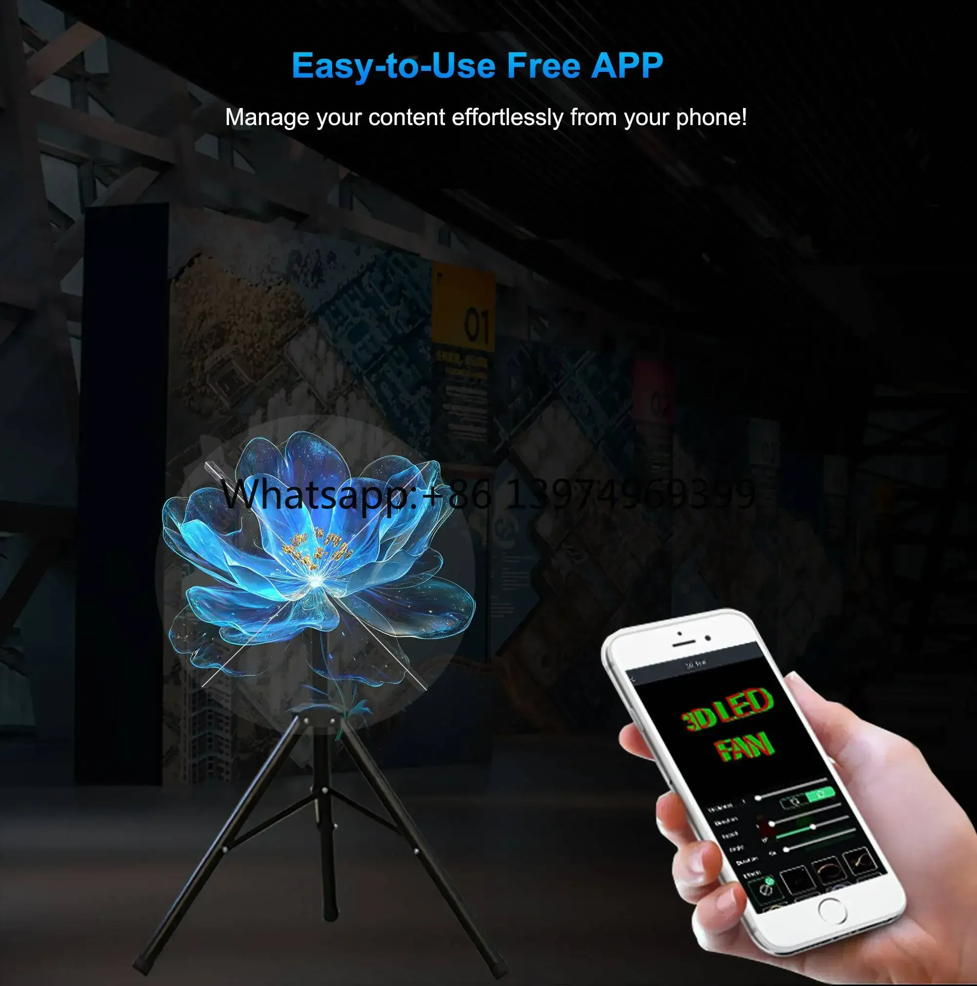 High-Quality 65cm Splicing 3D Hologram Fan With HD Animation for Super Hot Advertising Machine and Projector Features factory