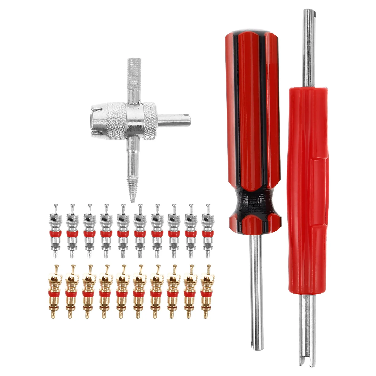

1Set Tire Valve Core Remover Tool Ergonomic Red Handle Quick Removal Installer for Car Truck Motorcycle Atv Tyre Valve