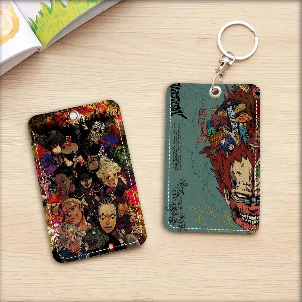 Anime D-Dorohedoro 1Pc Access Card Case Leather Card Holder Keychain Key Ring Door Access Tags ID Card Case Keychain