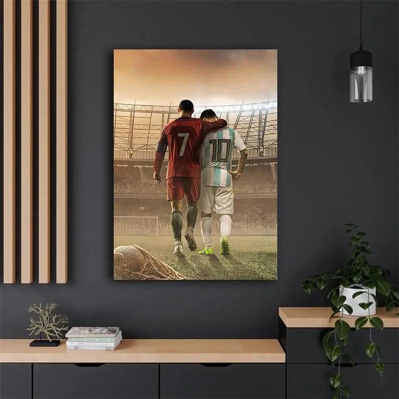 Football Poster Wall Decoration, Messi and Ronaldo Theme, Bedroom Living Room Bar Dining Room Decoration Poster