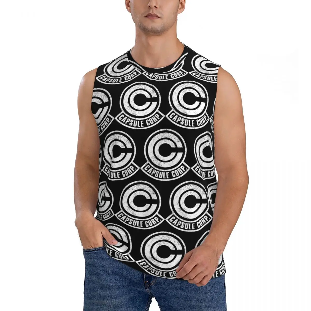Capsule Corp Men Sleeveless Tank Tops Quick Dry Breathable Gym Fitness Running Summer Casual Sport Vest