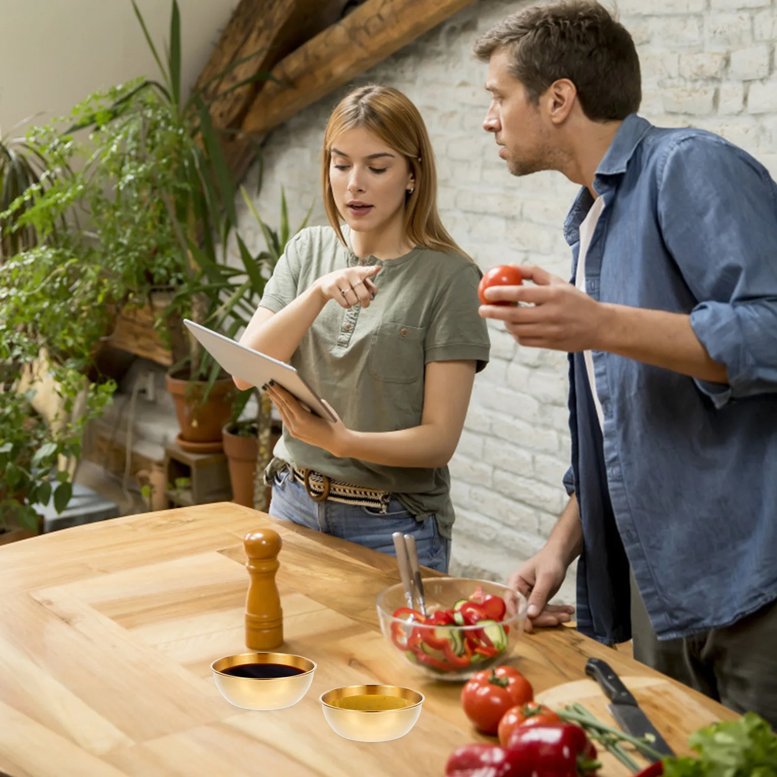 

4pcs Stainless Steel Dishes Set Deep Wide For Sauce Appetizer Dessert Soup Serving Spice Seasoning Bowl Small Plates Food Sauce