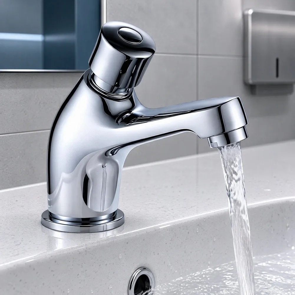 Water Saving Faucet Public Sink Faucet Smooth Water Flow High Traffic Resilience Sleek Chrome Design Rust Resistant Finish
