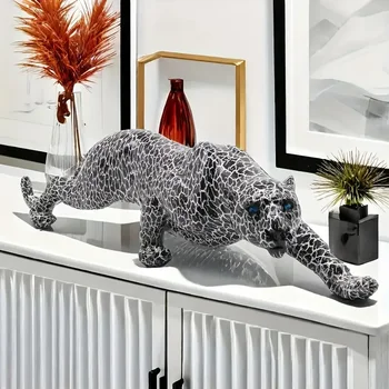 Resin Cheetah Fiugrine Modern Creative Leopard Decorative Sculpture Panther Statue Home Bar Living Room Study Room Decor Gift 1