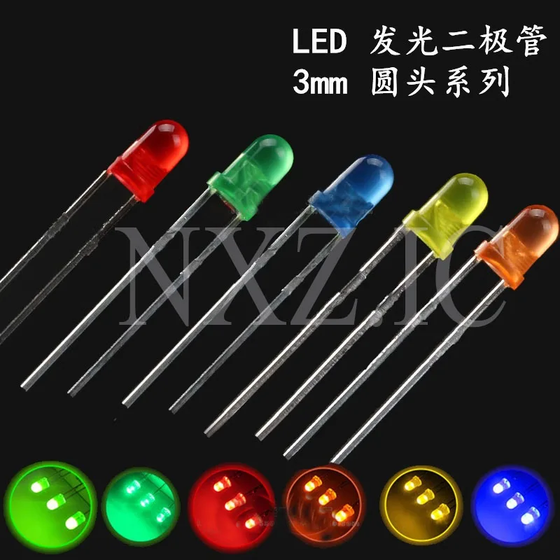 100PCS F5 LED Diode 5MM Assorted Kit White Green Red Blue Yellow Orange Pink Purple Warm White DIY kit Light Emitting Diode bxv