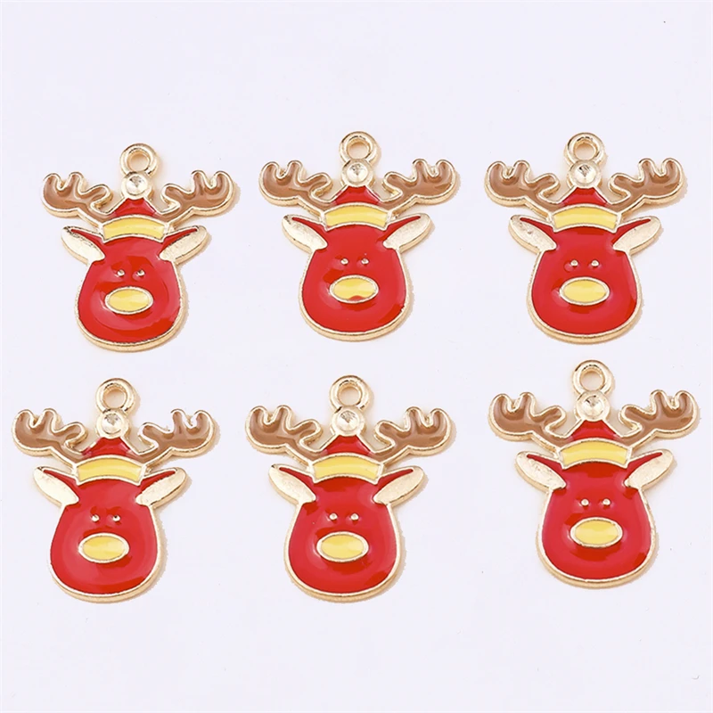 

Duarte 20Pcs/Lot Cartoon Animal Charms Enamel Christmas Deer Elk Charms Pendants for Jewelry Making DIY Earrings Necklaces Gifts