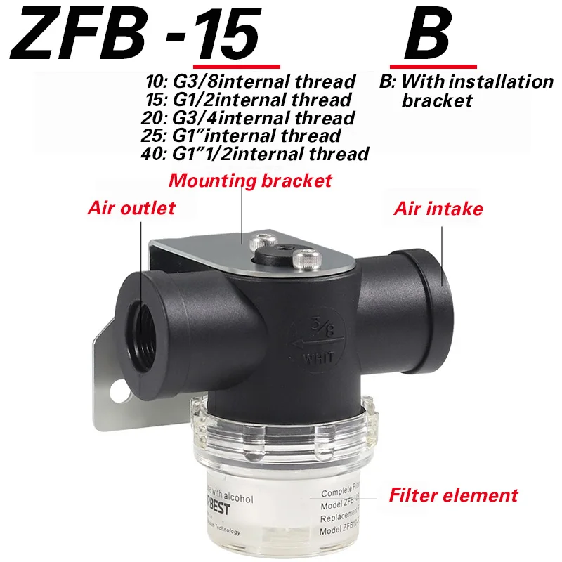 Air pump vacuum filter ZFB-ZAF-10/15/20/25/4 pipeline vacuum pump negative pressure filter cartridge