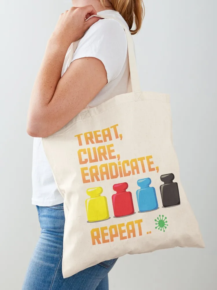 Pandemic Treat, Cure, Eradicate, Repeat Board Game Graphic - Tabletop Gaming Tote Bag supermarket folding bag the tote bag