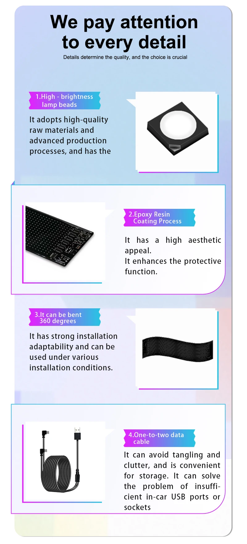 Scrollendes, helles LED-Werbeschild mit Bluetooth-App, DIY-Anpassung von Text, Graffiti-Animation für Laden-, Auto-, Bar- und Hotelwerbung – Detail 14