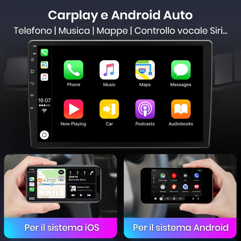 AWESAFE Wireless CarPlay for Apple Android 13 Auto Radio for Fiat 500L 2012 2013 2014-2017 Multimedia Screen Stereo GPS RDS DSP