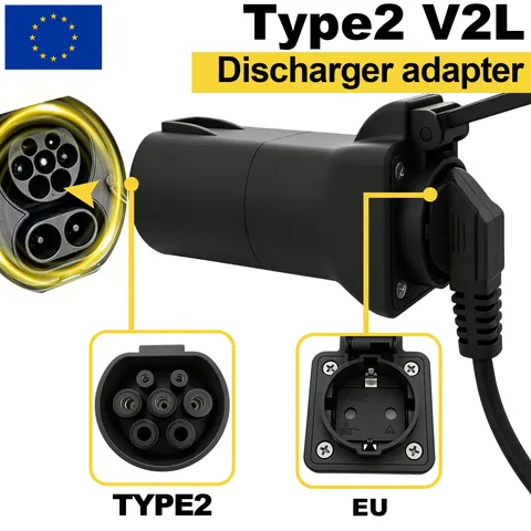 Адаптер для зарядки электромобилей (EV) с разъемом Type 2 (женский) на универсальную розетку Schuko для BYD, MG, Geely, Jaecoo, ZEEKR, XPENG, Deepal, Omoda V2L (выходная мощность)