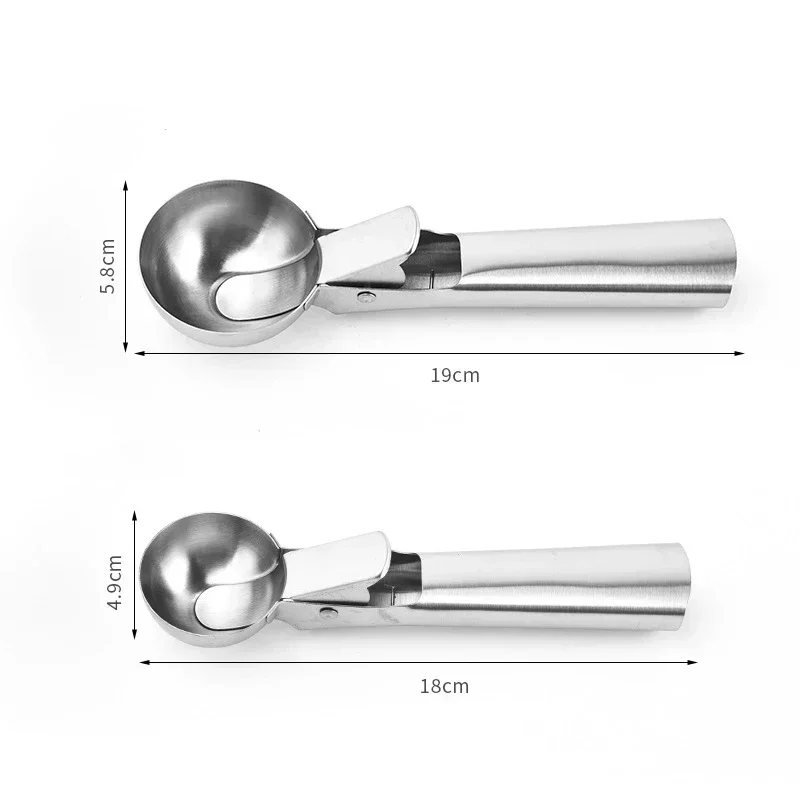 Colheres de sorvete de aço inoxidável multifuncional, colher de dupla finalidade, fruta, melancia, bola, ferramentas domésticas