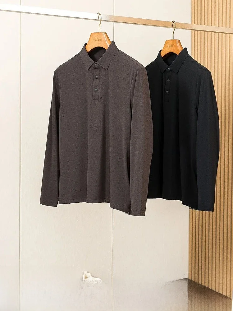 

Sl Laser Cut Base irt Pure Color Трикотажная футболка для мужчин Stand Fit Самонагревающийся Long Sve Modern Sle