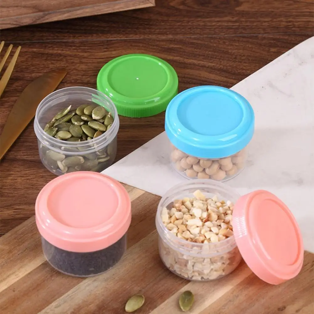 Plastic Storage Jars Reusable Snack Containers with Lids for Condiments Salad Storage Bpa Free Small Food Cups Set of 1/4/6