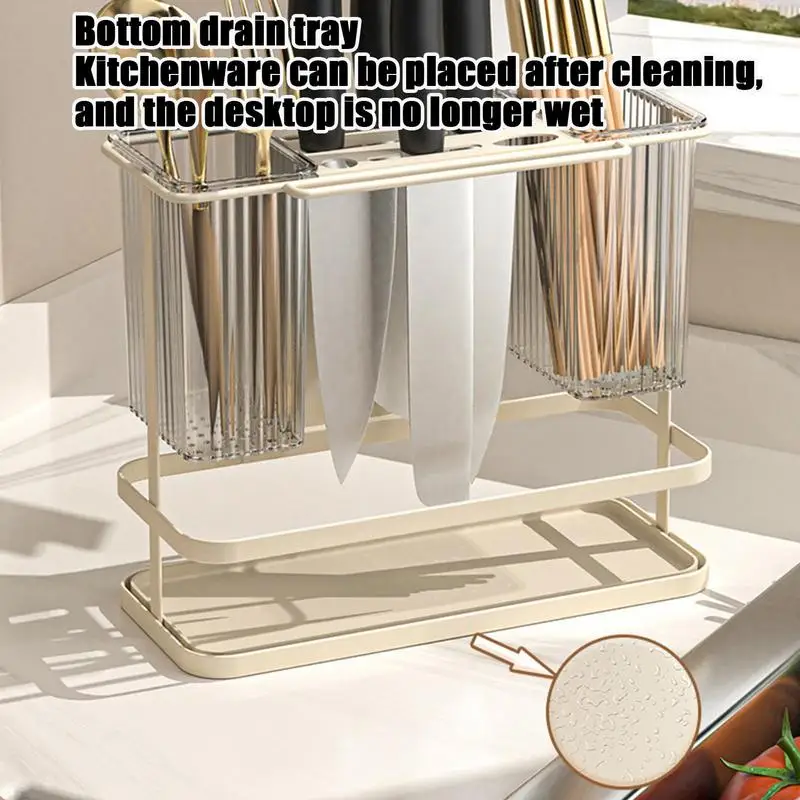 

Utensil Drying Rack Transparent Fork Holder Silverware Drying Basket With Drain Holes Kitchen Countertop Chopstick Organizer For