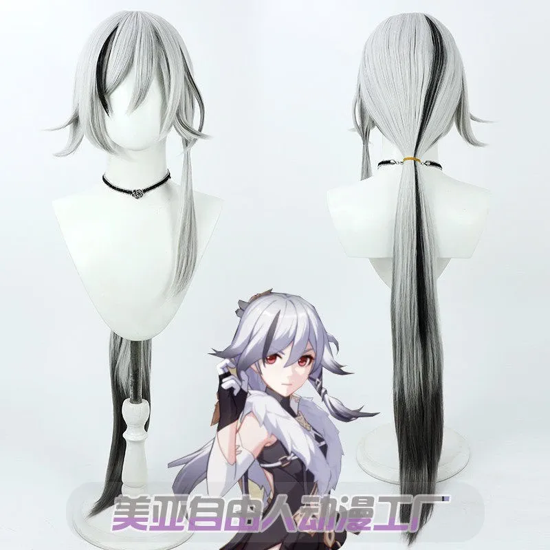 Game Honkai Impact Fu Hua Black Swan Cosplay Wig Halloween Carnival Party Props Synthetic Hair Heat Resistant Fiber + Wig Cap