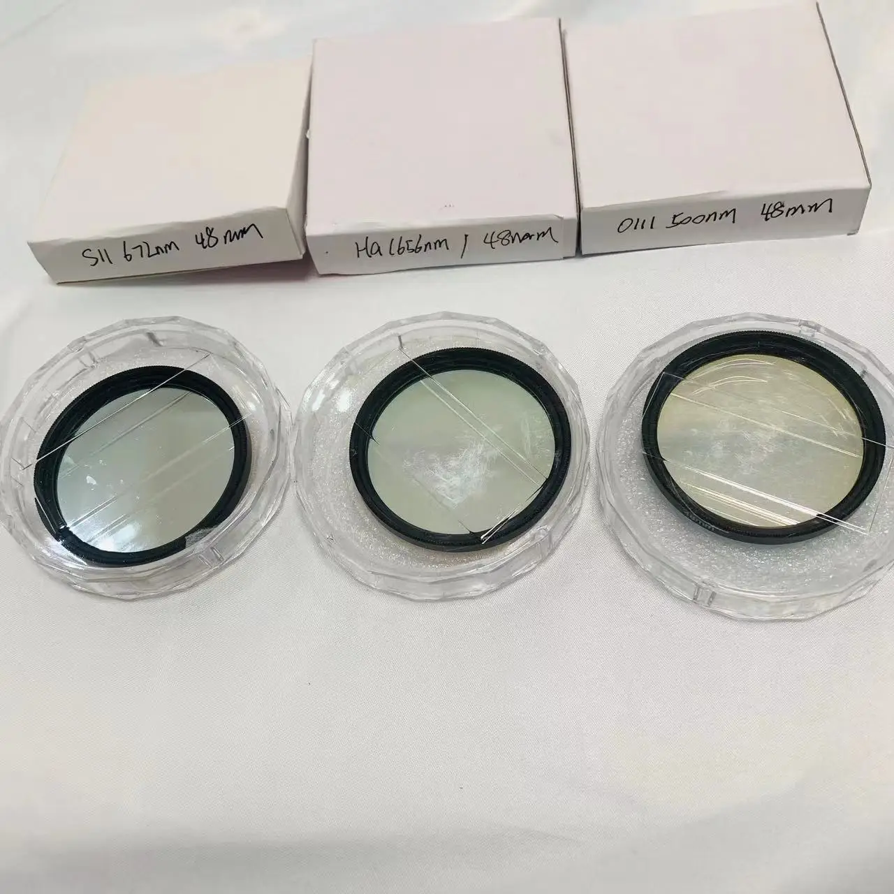 3Pcs Total 48mm 2 inch Lens SII 672nm OIII 500nm Ha 656nm Narrow Bandpass Filter Glass For Telescope Astrophotography