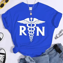 RN Registered Nurse T-shirts For Women Summer Short Sleeve Casual Round Neck Tee Shirt International Nurses' Day Shirt