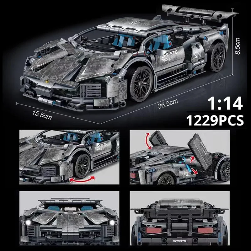 TECHNIC Super Speed Green Lamborghinis Sports Car Model Building Blocks, Assemble Famous Vehicle Bricks, juguetes para niños, regalo para adultos