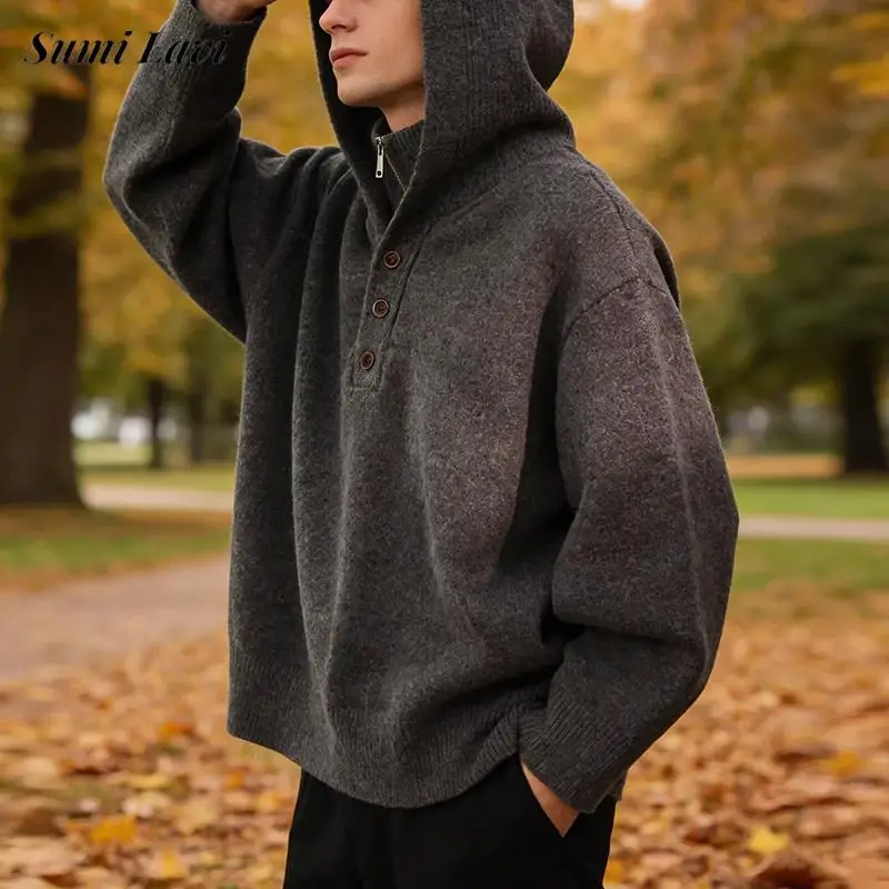 

Уличная одежда, винтажные мужские вязаные толстовки, зимняя повседневная тонкая водолазка в стиле пэчворк, двухслойная толстовка, мужской свитер, модная толстовка