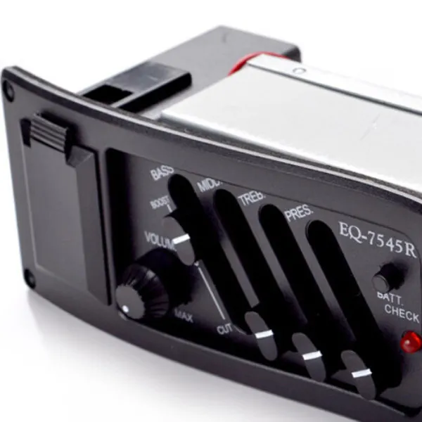 Acoustic Guitar Pickups 7545R 4-Band Folk Preamp Equalizer Amplifier Pre-wired Easy Assembly Battery Box