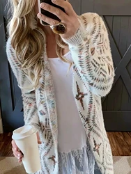 Autumn and winter all loose and thin design sense star star long sleeve knitted cardigan outside with no button lady