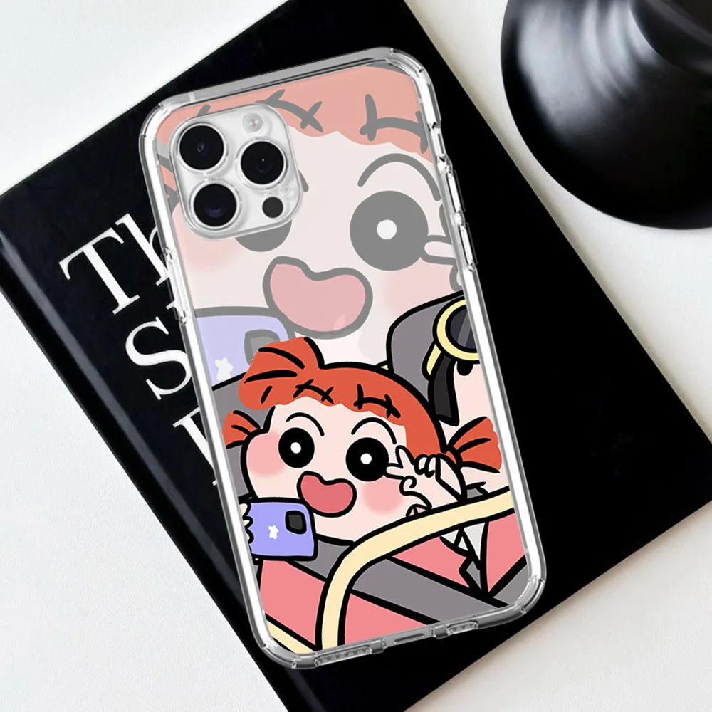 Cute C-Crayon S-Shin C-Chan For iPhone 16 15 13 14 12 11 Pro Plus MAX XS iPhone13 14 Mini Transparent Phone Case