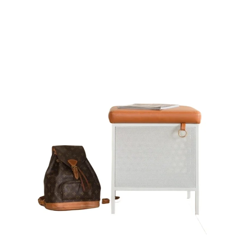 You can sit on the entrance shoe change stool microfiber leather storage wrought iron storage stool
