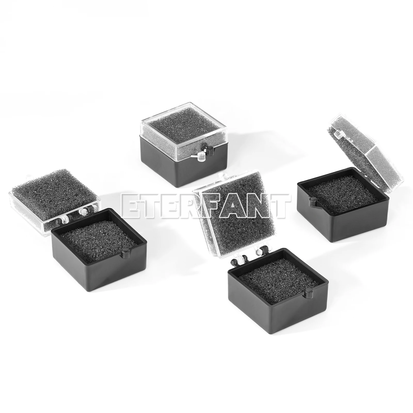 100 قطعة من صناديق التاج الأسود مقاس 1 بوصة من ETERFANT مع غطاء شفاف/إدراج إسفنجة سوداء 1 × 1 × 0.75 28 × 28 × 22 مم بوصة