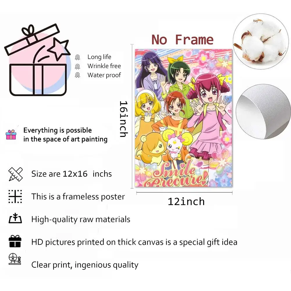 Anime S-Smile P-preCure Poster HD Print Personalized Canvas Wall Mural Art Poster Photos For Living Room Home Decor